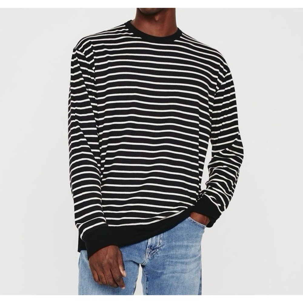 Jack & Jones Mens Striped Knit Pullover Sweater Sweatshirt Large Slim Fit Navy